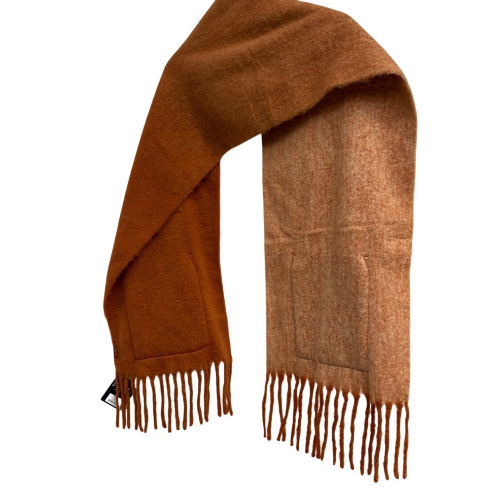 Sprigs Ombre Pocket Scarf Rust Camel Fringe Warm Winter Wrap A701880 NEW - Picture 4 of 5